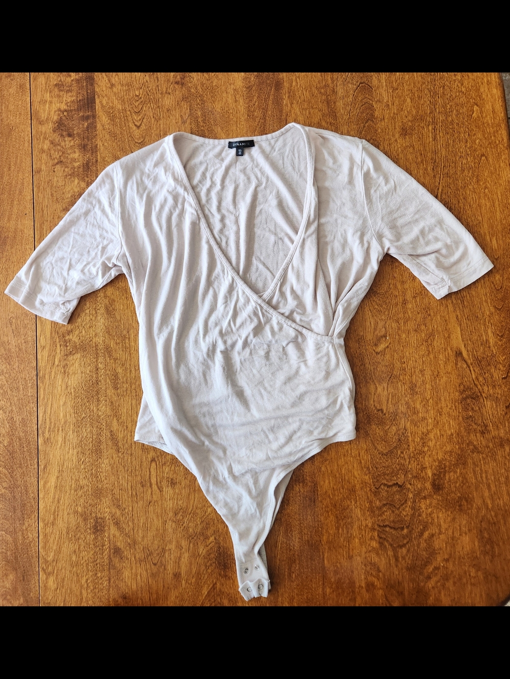 H&m Cream Short Sleeve Bodysuite Size Large Balletcore